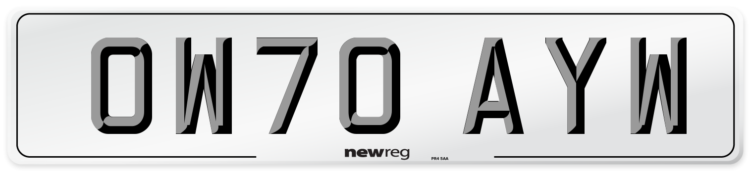 OW70 AYW Number Plate from New Reg